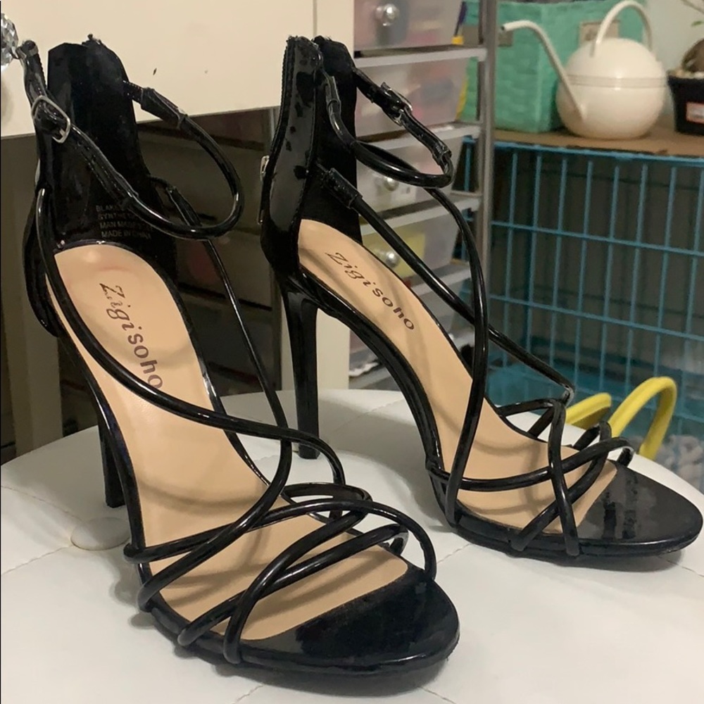Black, thin strapped heels